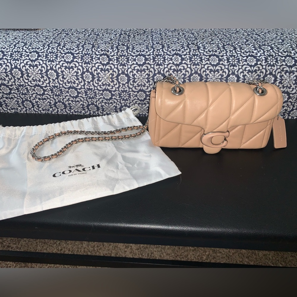 Coach Beige Quilted Shoulder Bag